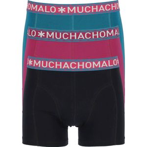 Muchachomalo heren boxershorts (3-pack) - heren boxers normale lengte Solid - roze - petrol - zwart - Maat: S