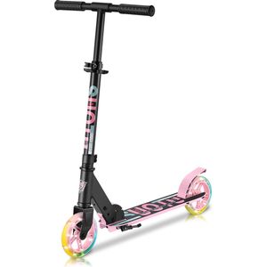 Suotu Kinderstep - 145mm wielen - Step - 3 tot 12 Jaar - tot 50 kg - lichtgevende wielen - Jongens/Meisjes - Aluminium - Roze/Zwart