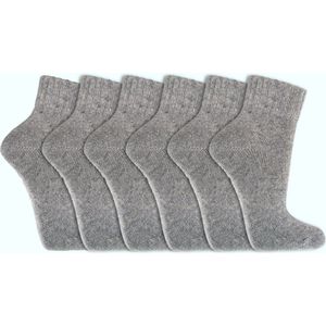 Luxe sokken | Merino & Kasjmier | Superzacht | Kort model | Dames & Heren | Grijs | 6 paar