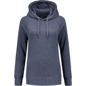 Lemon & Soda Heavysweat raglan sweater met capuchon voor dames donkerblauw gemêleerd maat M