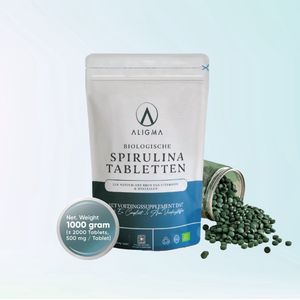 Aligma - Biologische Spirulina Tabletten - 2000 stuks - 500 mg per tablet - Voedingssupplement vol Essentiële Voedingsstoffen