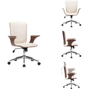vidaXL Kantoorstoel - Kantoorstoelen - Stoel - Stoelen - Kantoorstoel draaibaar kunstleer en gebogen hout crème