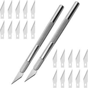 Set van 2 snijmessen, handsnijmes, met 20 messen, hobbymes, precisiesnijder, hobbymes voor knutselen, snijden, kunst, doe-het-zelf, beeldhouwen
