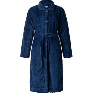 Cocodream dames badjas fleece - met knopen - maat S - Schaduwruit - blauw