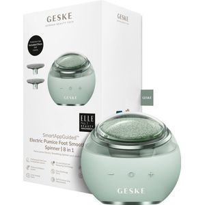 GESKE Electric Pumice Foot Smoothing Spinner | 8 in 1 | Elektrische Voetvijl & Exfoliator met Zachte & Grove Opzetstukken | Langdurige Puimsteen | Voor Zachte Voeten & Pedicure