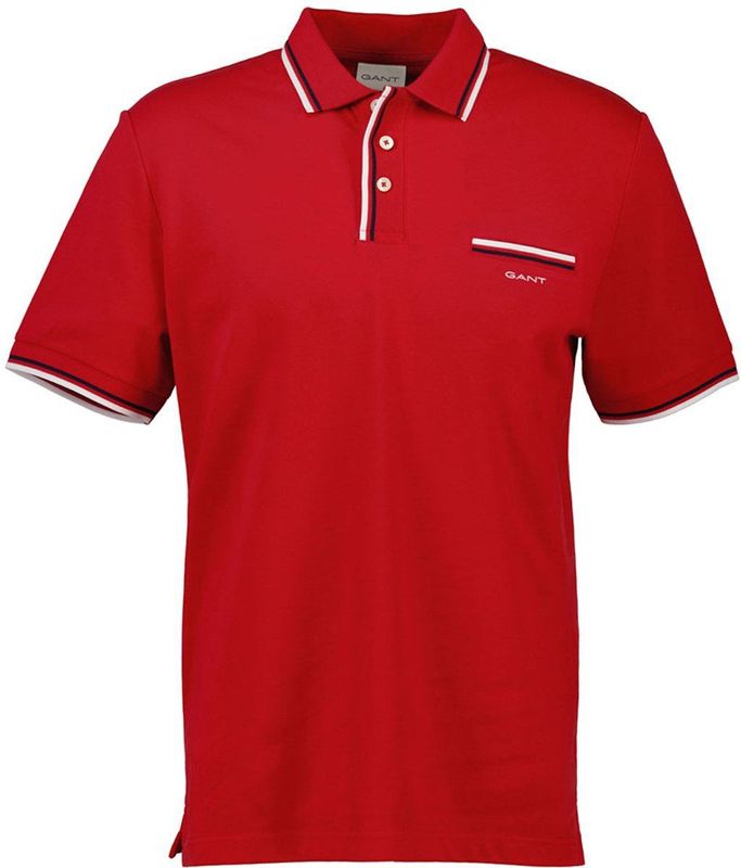 Gant - Tipping Pique - Poloshirt - Rood - Korte Mouw