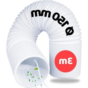 Flexibele PVC afvoerslang 150 mm - 3 meter voor mobiele airconditioners, wasdrogers, afzuigkap - verlengslang raam luchtslang