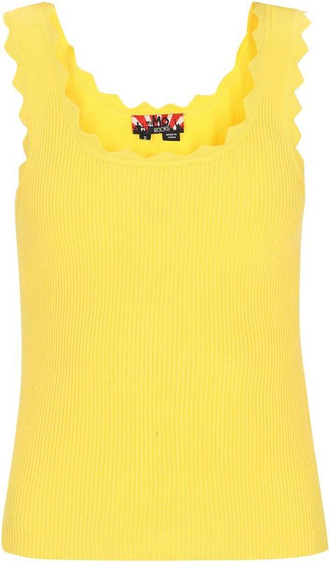 MYMO - Gebreide Top - Geel - Ronde Hals - Mouwloos