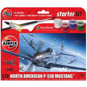 1:72 Airfix 55013 North American P-51D Mustang - Starter Set Plastic Modelbouwpakket
