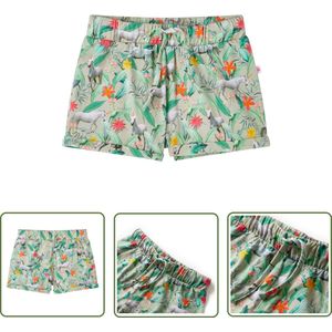 vidaXL Meisjeskleding - Kinderkleding - Kindershorts met trekkoord 128 lichtkaki - Jongenskleding - Shorts - Kinderbroek