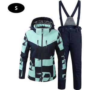 Livano Ski Suit - Skipak - SkiBroek - Wintersport - Skijas - Dames - 2-Delig - Donkerblauw/Lichtblauw - Maat S