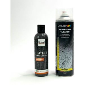 MGM Trading® - Leer reinigingen pakket - Schoonmaken en onderhoud - 500 + 250 ML - Multifoam Cleaner - Care and Color - midden grijs