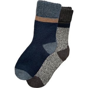 green-goose® Alpaca Sokken - Blauw & Grijs - 2 Paar - 95% wol - Maat 35-38 - Lekker zacht en duurzaam!