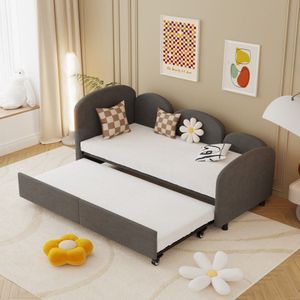 Tweelingformaat daybed met opbergladen, fluwelen bekleed daybed, slaapkamer woonkamer Moderne slaapbank daybed frame voor woonkamer, kinderkamer, slaapkamer, moderne stijl,Donkergrijs