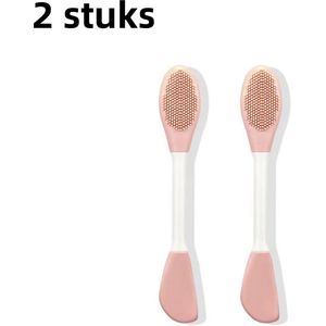 2-delige - Dubbelkoppige siliconen massageborstel - Gezichtsreiniging en moddermasker - Zachte siliconen punt - Multifunctioneel - Roze