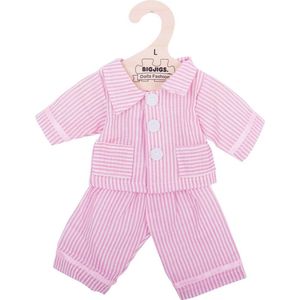 Bigjigs - Pyjama voor pop - Roze/wit gestreept - 30cm