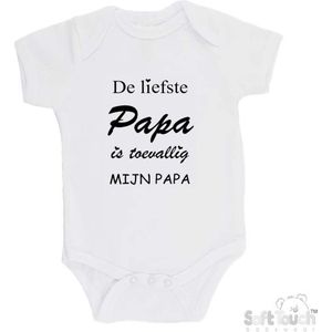 100% katoenen Romper ""De liefste papa is toevallig mijn papa"" Unisex Katoen Wit/zwart Maat 56/62