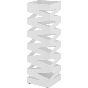 ACAZA Vierkante Metalen Paraplubak met Lekbak - Parapluhouder van 49cm Hoog - Wit