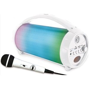 iParty Draagbare Bluetooth-luidspreker met microfoon Stereo lichteffecten draadloos karaoke FM-radio USB SD-kaart oplaadbare batterij wit BTP585Z