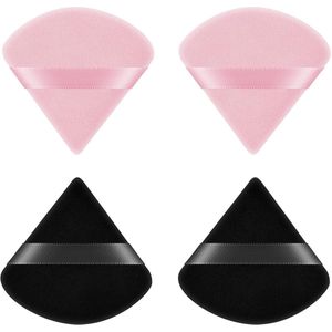 Crrynuo - Driehoekige make-upspons- 4-pack gezichtssponzen- wasbare en herbruikbare make-upspons- nat en droog make-uptool voor losse poeder of foundationblush