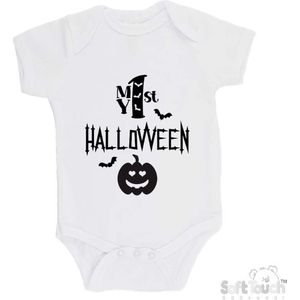 100% katoenen Romper ""My 1st Halloween"" Unisex Eerste Halloween First Halloween Scary Wit/zwart Maat 68/74