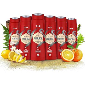 Old Spice Deep Sea 3-in-1 Douchegel, Shampoo & Gezichtsreiniger – Ocean Breeze Geur – 6x 250 ml – Langdurige Frisheid - Voordeelverpakking