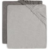 Jollein - Aankleedkussenhoes Badstof 50x70cm - Zachte Hoes Baby Aankleedkussen - Soft Grey/Storm Grey - 2 Stuks