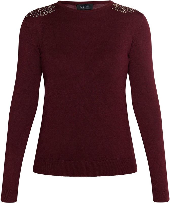 Usha - BLACK LABEL - Trui - Wijnrood - Slanke Pasvorm - Lange Mouw