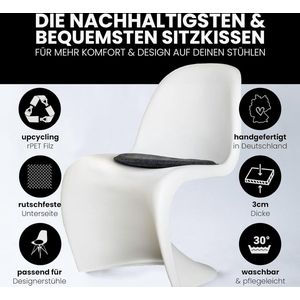 Zitkussen vilt ovaal met anti-slip coating - Made in Germany - stoelkussen van upcycling rPET vilt - zitkussen halfrond extra dik - zitkussen vilt 40 x 36cm