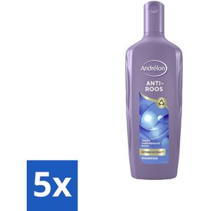 5 x Andrélon - Anti-Roos - Shampoo - 300 ml - Anti-roos Shampoo - Roosbestrijding - Gemberextract Shampoo - Gezonde Hoofdhuid - Roosvrij Haar