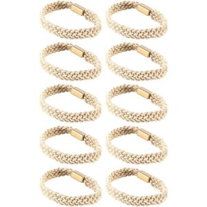 Green Glow - Haarelastiekjes Set 10 Stuks Zachte Elastische Koorden in Beige Kleur met Geen Schade - Voor Meisjes Vrouwen Dames