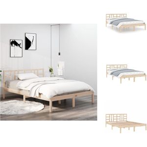 vidaXL Klassiek Grenenhouten Bedframe 205.5x205.5x31cm - Onbehandeld - Multiplex Lattenbodem - Geschikt voor 200x200 cm matras (Montage vereist) - Bed