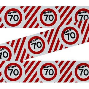 3BMT® Afzetlint - Markeerlint rood wit - 70 jaar - verjaardag - 10 meter