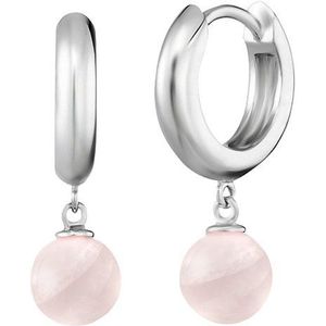 Engelsrufer - Powerful Stone - Oorhangers - Rozenkwarts - Rhodium