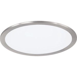 LED Plafondlamp - Plafondverlichting - Trion Povino - 15W - Warm Wit 3000K - Dimbaar - Rond - Mat Nikkel - Aluminium