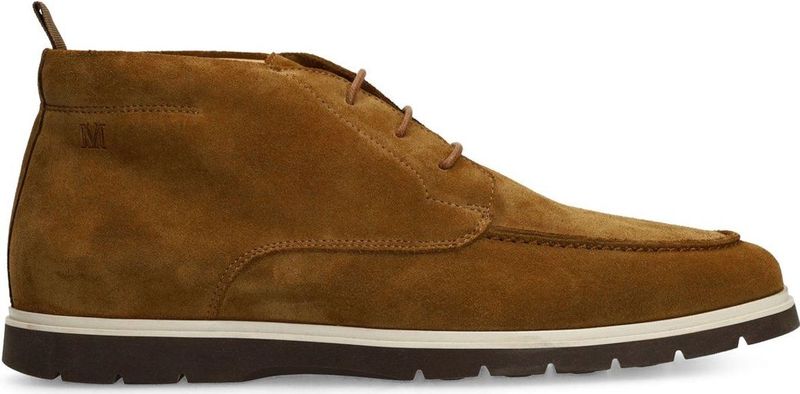 Manfield - Cognac Suède Veterschoenen - Nette Schoenen