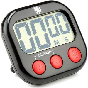 H&S Keuken Timer Digitale Koken Timer Magnetische Countdown Klok Groot LCD-scherm Luid Alarm - Zwart