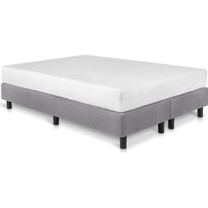 Boxspring Student Basic Lichtgrijs - 180x200 cm - Pocket matras 7-zones