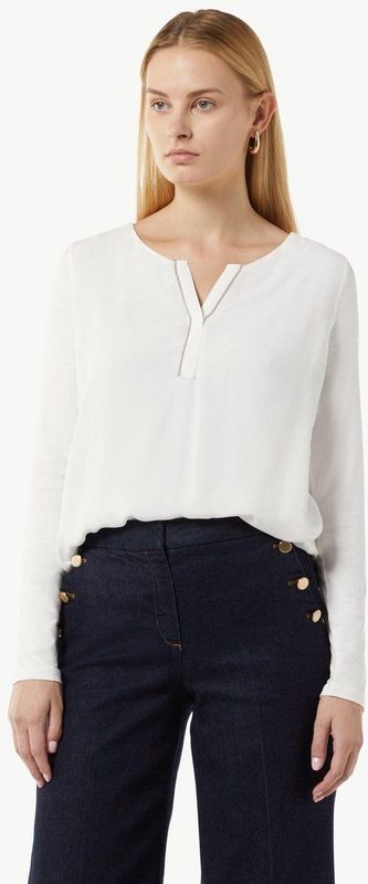 V-hals T-shirt - Lange Mouwen - Regular Fit - Detail: Toepassing