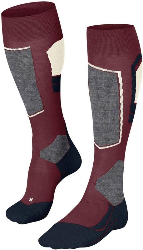 FALKE - SK4 Advanced W - Skisokken - Rood Merlot - 1 paar - Wol - Functioneel Materiaal