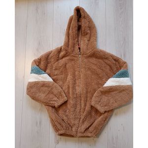 Teddy Vest - Jacket - Bruin - Met Capuchon en Ritssluiting