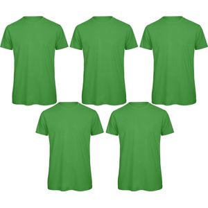 Senvi 5 pack T-Shirt -100% biologisch katoen - Kleur: Groen - XL