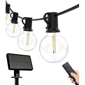 Iplux® Venice - Solar Lichtsnoer - 50 LED lampen - 15 meter - Afstandsbediening - Hoge kwaliteit - Draadloos - IP65 Waterproof - Krachtig Zonnepaneel