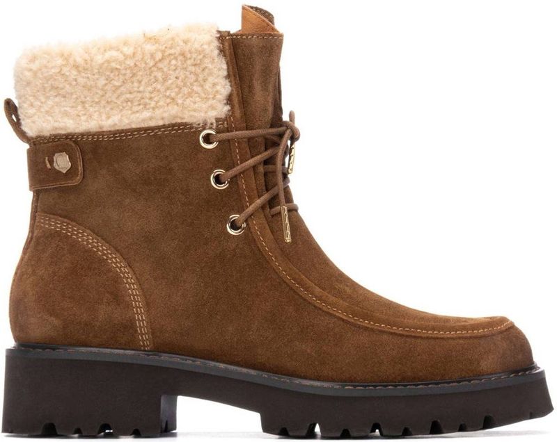 Carmela - 162717 - Leren Enkellaarsjes - Bruin - Plat - Ritssluiting