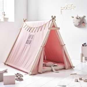 Petite Amélie ® Tipi Tent Kinderen (Uniek) - Tipi Speeltent inc. Opbergtas & Slinger - Extra Veilig door Netraampje + Massief Houten Tentstokken - Roze - H.104x B.103x L.127,5 cm