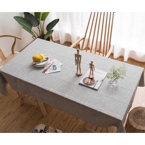 Katoenen linnen tafelkleed voor vierkantige tafels solid mesh zekerheid tafelbedekking voor keuken eettafel decoratie (135x135 cm, grijs)
