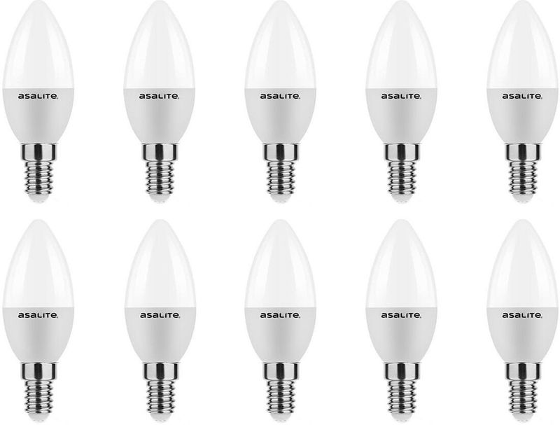Asalite - LED Lamp C37 - E14 Fitting - 6W = 40W - 510 Lumen - 4000K Neutraal Wit Licht - 10 stuks