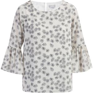 Usha - Blouseshirt - Zwart - Bloemenprint - Normale Pasvorm - Driekwart Mouw