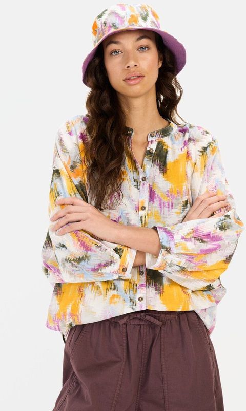 camel active - Blouse - All-over Print - Katoen - Lange Mouwen