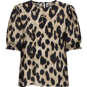 Only T-shirt Onlmindy Puff Sleeve Top Wvn 15359132 Tapioca/nomadic Leo Dames Maat - M
